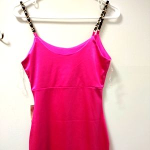 Fuchsia Inspired Hearts black and gold spaghetti strapped dress